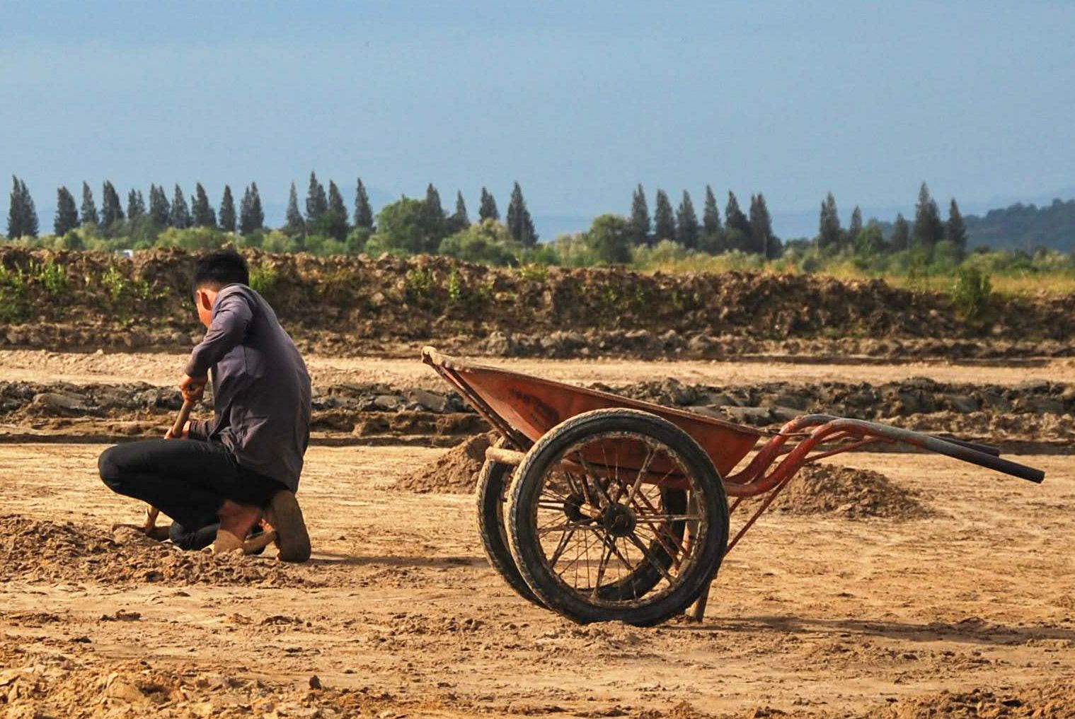 Homes in the salt field workers village near Kampot